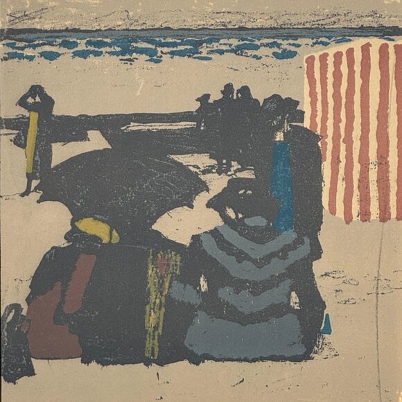 Maurice Brianchon 1964 Lithograph Saint-Jean-de-Luz: La Plage Mourlot Paris, Fra - Picture 1 of 4